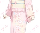 女の子のオリジナルキャラクター販売します 表情5種｜ミニキャラ付｜桜柄の着物の女の子 イメージ5