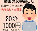 文字起こし、半額の30分1000円～対応いたします 先着5名さま限定！　丁寧に対応いたします！！ イメージ1