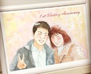 A4サイズ☆優しい水彩画の似顔絵お描きします 簡易額縁付き☆世界でただ一枚のオリジナルオーダー イメージ2