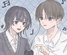 アイコンにできるサイズの似顔絵やイラストを描きます ラクガキっぽい描き方で可愛いアイコンイラストお作りします♡ イメージ2
