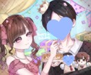 描写範囲以外追加料金なし!夢絵やコテ同お描きします 2人組セットのキラキラで可愛い一枚絵です♪歌みたのサムネにも イメージ4