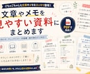 文章やメモを見やすい資料にまとめます ごちゃごちゃした情報を整理して伝わる資料にします イメージ1