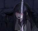 厚塗りでダーク可愛いイラストを描きます お面とフリルの多いお洋服大得意！たくさんお着替え出来ます！ イメージ1