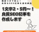 1文字2・5円～！良質SEO記事を作成します 構成つきで安心！良質なSEO記事を速攻納品 イメージ1