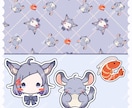 キャラ絵とモチーフのパターンイラストをお作りします グッズや作品の背景、バナーなど多岐にご利用いただけます！ イメージ4