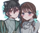 2人組の甘めイラスト描きます 可愛いくて表情豊かなゆるい絵を描きます。構図指定不可！ イメージ6