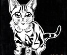 あなたの猫ちゃんを世界に1つだけのアートにします 10cmキャンバスに黒ペンで似顔絵を描きます イメージ2