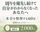 周りを優先、自分がわからなくなった悩みを整理します 400名以上をサポート｜本音と思い込みを紐解く60分内観 イメージ1