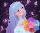 商用可❣️ポップでかわいい女性イラスト描きます 配信背景／アイコン／ヘッダー／一枚絵／グッズ／記念イラスト イメージ6