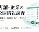 店舗や企業の公開情報を調べて一覧にまとめます 20件・出典付き｜ExcelとCSVで納品 イメージ1