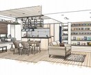 デジタル手描きマーカー調パース（複合空間）描きます 図面、参考画像を元に魅力的な空間を描きます。 イメージ10