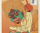 あなたを浮世絵風イラストにします 現代のグルメをテーマに、浮世絵風のオリジナルイラストを制作！ イメージ6