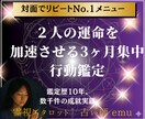 ２人の運命を加速させる3ヶ月集中行動鑑定します リピート率No.1！恋愛成就するための具体的な行動指針を提案 イメージ1