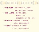 西洋占星術×タロットで恋愛や繊細な悩みを占います 本音・​復縁・親子関係・HSP…宿命を解き未来をひらく鑑定書 イメージ3