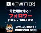 Xの日本人フォロワーを安全に100人増やします 自然増＆分散対応でアカウントの印象アップ！ イメージ1