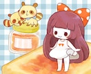 食べ物とキャラクターのイラスト制作いたします 好きな食べ物、思い出の食べ物と一緒にお描きします！ イメージ2