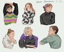 温かみのある似顔絵イラスト制作いたします 柔らかく温かみのあるタッチの似顔絵、プレゼントにもどうぞ！ イメージ1