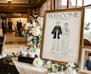 オシャレなウェルカムボード線画イラスト作成します \オシャレ花嫁に人気/シンプルで上品な似顔絵線画イラスト イメージ2