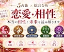 5 占術を統合◆ふたりの恋愛・相性を徹底鑑定します 5つの占術を重ね、ふたりの恋愛・相性を多角的に分析します。 イメージ1