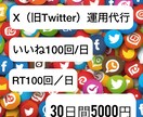 Xの運用代行【30日間5000円】でします 1日いいね100件、RT100件致します。ファン垢などに！ イメージ1