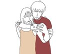 お洒落なカップルイラスト描きます ✳︎SNSなどに使えるカップル(お友達)イラストを作成✳︎ イメージ3