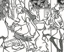 似顔絵で線画の1枚絵をお描きいたします 背景まで描かれた似顔絵作品を作りませんか イメージ4