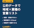 公的データで地域×業種の営業リストを作成します 廃業・重複が少ない網羅性の高いExcelで納品 イメージ1