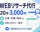 企業・店舗・商品をWebでリサーチします 条件に合う候補20件をURL付きで見やすく整理 イメージ1