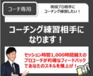 コーチ専用、コーチングの練習相手になります セッション練習、フィードバック、ノウハウ等お伝えします！ イメージ1