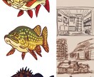 イラスト作成、キャラクターデザインします 厚塗り、厚塗り風イラスト、モンスターデザイン、魚 イメージ4