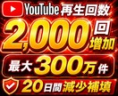 YouTube動画+2,000回再生数増やします 再生回数UP！20日減少補填！最大300万件！ イメージ5