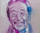 アクリル絵の具で手描きの似顔絵描きます 似顔絵の中に抽象的タッチも混ぜて紫と青を基調にした作品です イメージ5