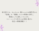 誕生日から見る「うちの子」のトリセツ作成します 基本性格からケアポイント、生まれた意味までまるっと解説！！ イメージ2