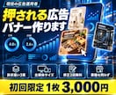 通販D2C向け｜獲得用の広告バナーを作ります 初回限定1枚3,000円｜止まる・押される画像を運用者が イメージ1
