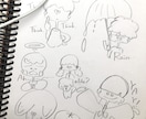 手描きイラスト(白黒)作成します 人物・動物・食べ物…なんでも"わくわく"な絵にします！ イメージ5