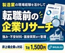 製造業特化型企業リサーチで転職をサポートします 【非上場企業も対応可】製造業特化型企業リサーチ イメージ1