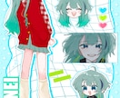詰め合わせのイラスト描きます 可愛い女の子の全身、お顔のアップを1枚の絵にまとめます イメージ1