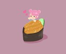 お寿司と自画像のイラスト(アイコン)描きます お好きな食べ物と自分を前面に出した、自分だけのアイコンをˊ˗ イメージ3