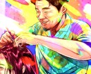 極彩色でビビッドな「生きている似顔絵」を描きます パッと目を引く！ビビッドでポップな唯一無二の似顔絵です。 イメージ1