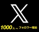 Twitterフォロワー1000人～増加します 衝撃のコスパ！高品質！安心の減少補填付き！ イメージ1