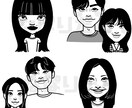 可愛いモノクロ似顔絵を描かせていただきます 思い出や記念に1枚どうですか？૮ .  ̫ . ა ⸝꙳ イメージ2