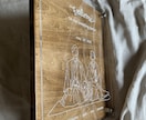 手書き風のイラストでウェルカムボード作成します アクリル板と蜜蝋で染めた木板のウェルカムボード、記念品にも イメージ3