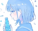 青い透明感イラスト描きます エモい一ページを青で切り取ります。 イメージ1