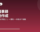 会議の議事録・要約・タスク化をAIで自動化します 録音/文字起こしからAIが要約・ToDo抽出・共有まで自動化 イメージ1