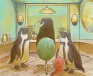 油絵風のゆるふわペンギンのイラスト作製します スマホやタブレットのサイズに対応/アイコン/商用利用/ イメージ1