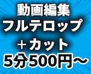 フルテロップとカット編集、格安で承ります 10分1000円で高品質に仕上げます！ イメージ1
