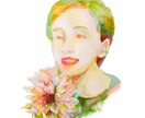 母の日プレゼント似顔絵アイコン描きます ご希望のお花を添えて特別な一枚にしあげます イメージ1