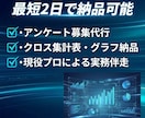 最短2日でアンケート/作成から集計まで代行します 調査設計・実査・クロス表・示唆出し　プロが最速・即レス対応 イメージ1