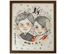 結婚式和装orドレス似顔絵ウェルカムボード描きます ギフト色紙、贈呈品、ご両親サンクスボード、結婚式似顔絵 イメージ6