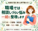 ケアマネ・高齢者介護専門職の悩みを整理します 看護師・リハビリ・栄養士・相談員も歓迎！現役ケアマネが対応 イメージ1